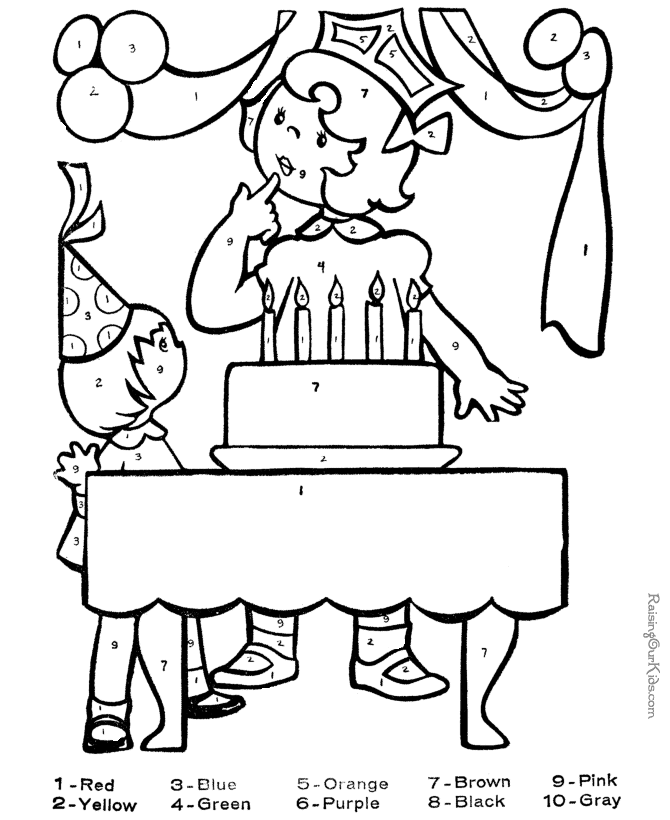Free color by number coloring picture