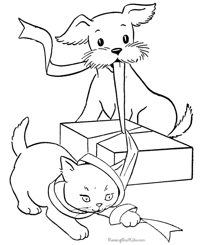 Dogs And Cats Coloring Pages. Free printable coloring book