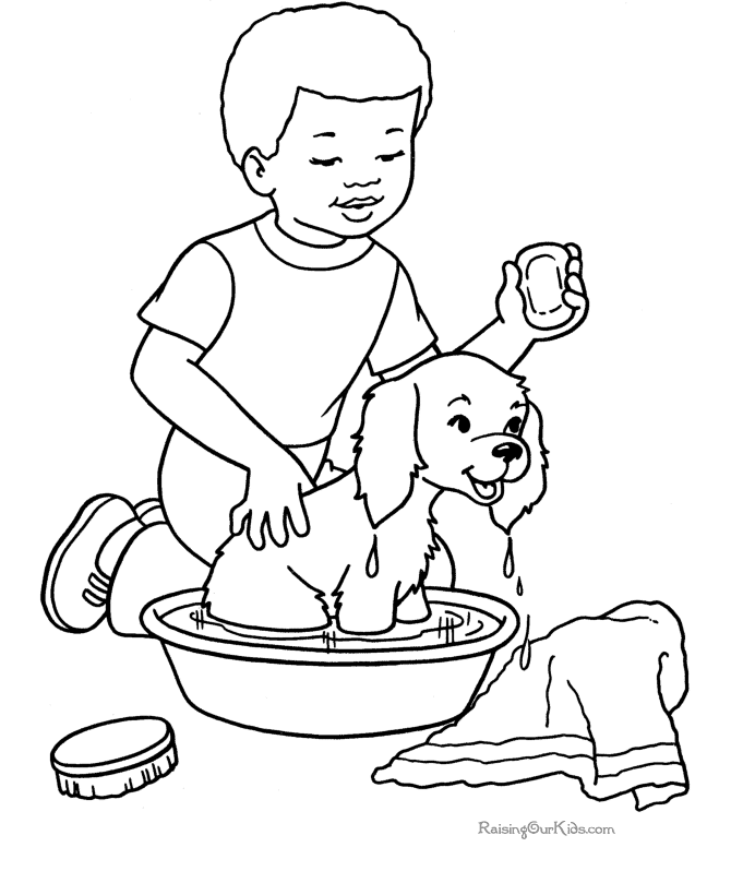 a boy and his dog coloring pages - photo #40