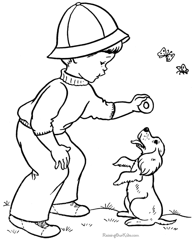 a boy and his dog coloring pages - photo #19