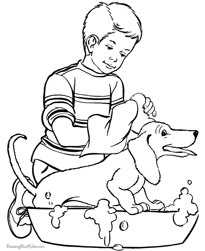Fun animal coloring page of pet dog