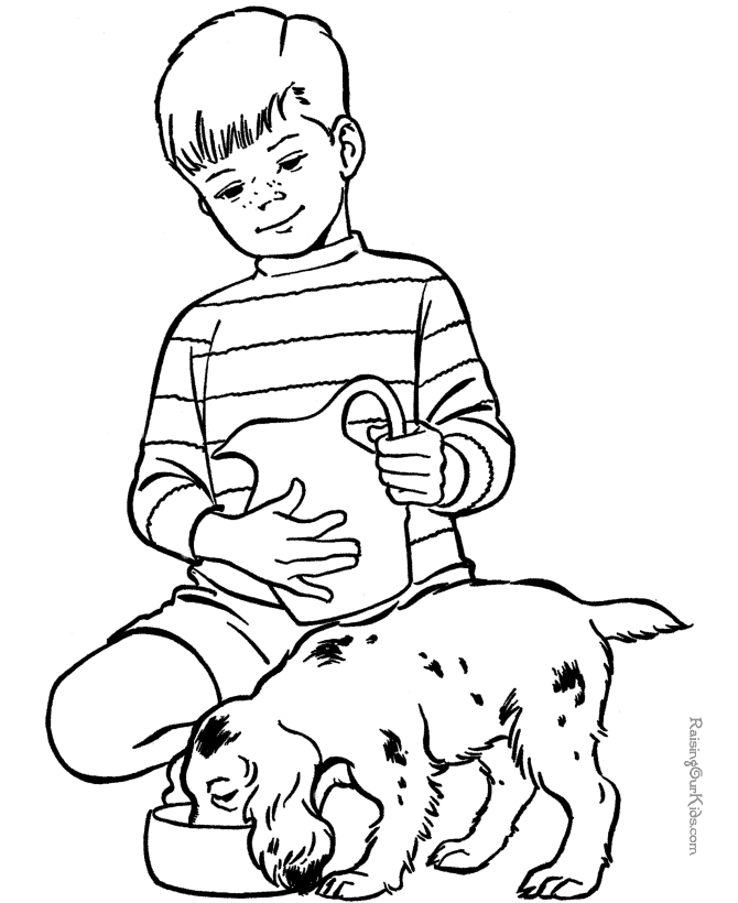Fun animal coloring page of pet puppy