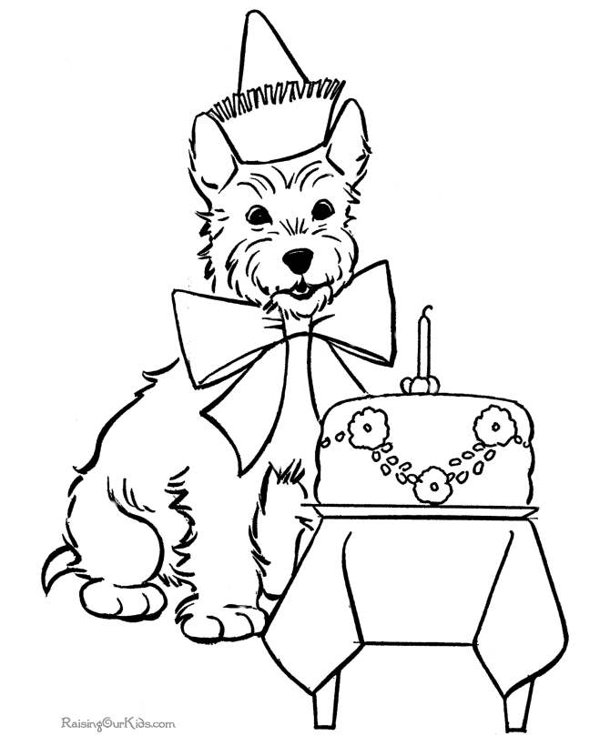 Cute puppy coloring book page