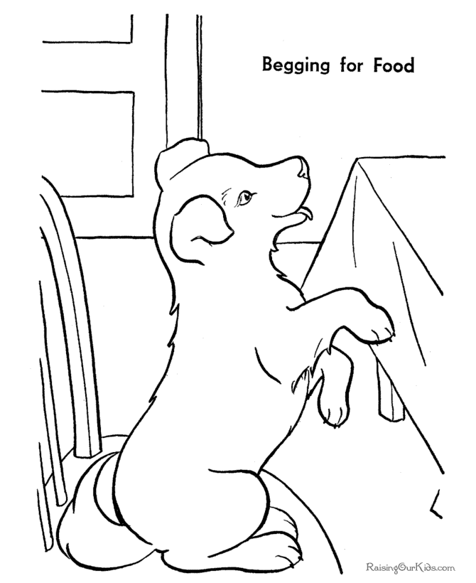 Begging puppy coloring page
