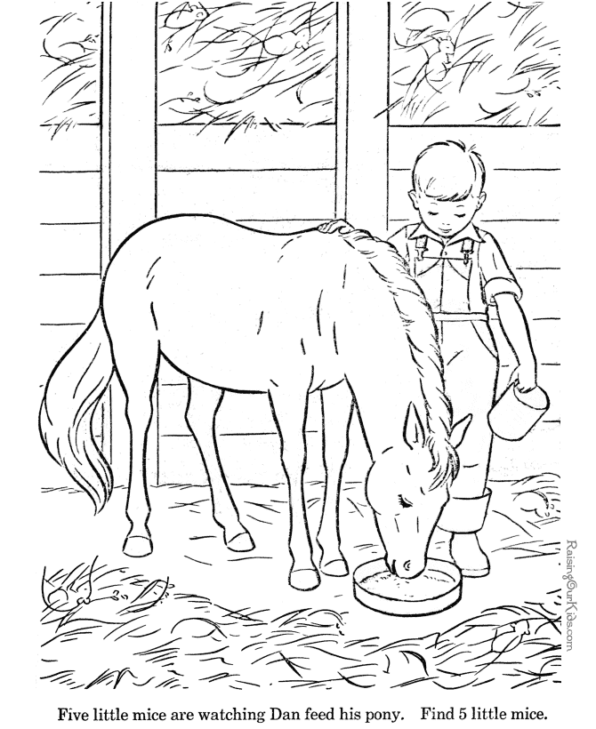 Horses to color for kids