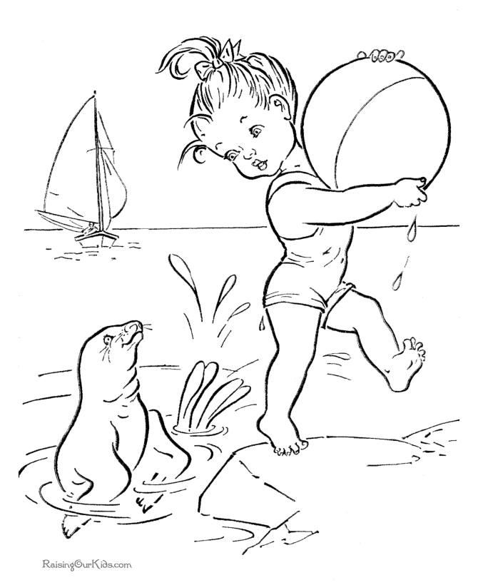 Free Printable Beach coloring page for kid
