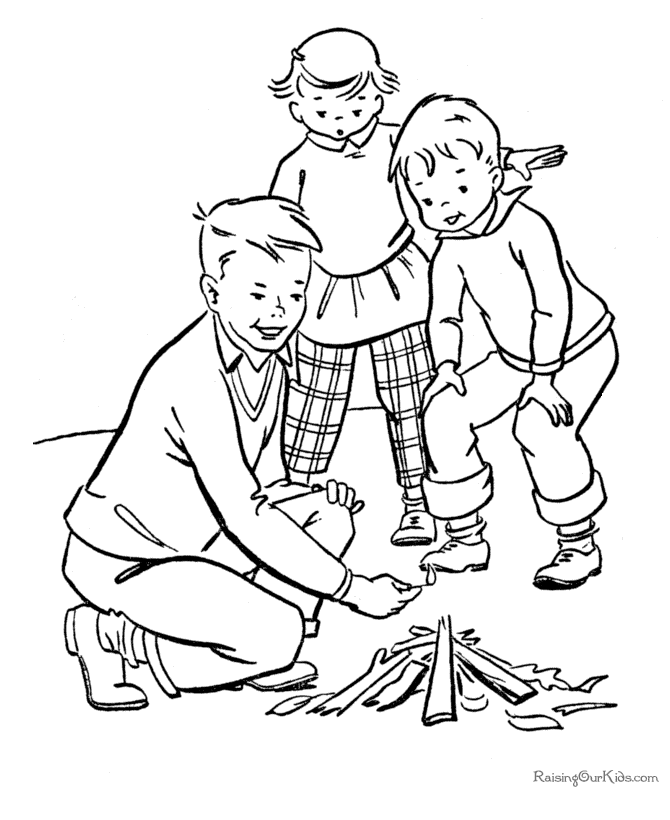 camping kids coloring pages - photo #24