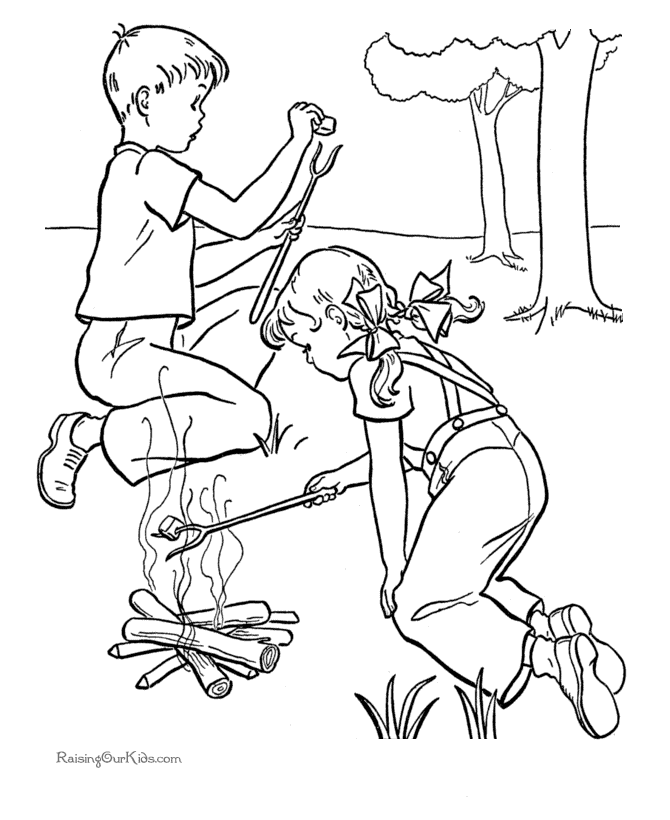 camping kids coloring pages - photo #12