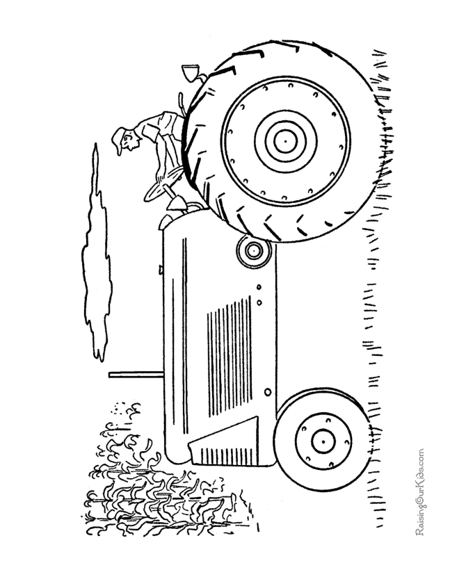 Tractor coloring page - On the Farm