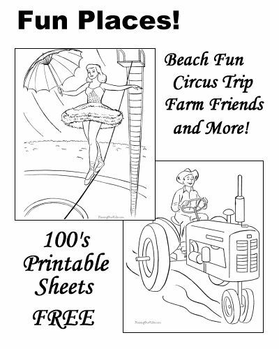 Fun coloring pages - Places!
