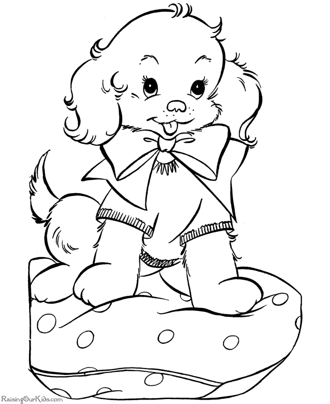A puppy for Christmas! A free, printable coloring page