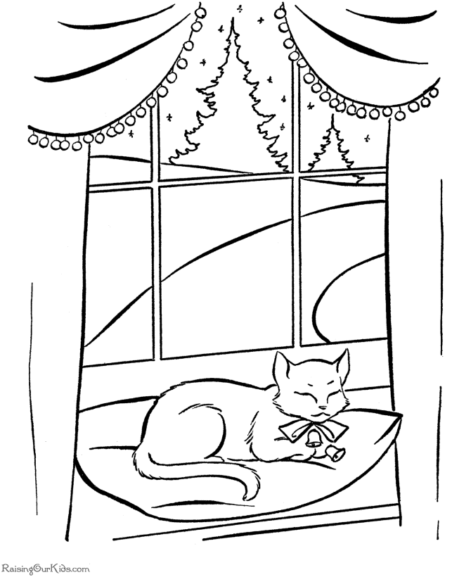 Coloring page of a cat napping!