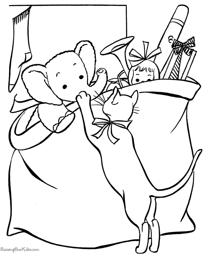 A bag of toys coloring page!