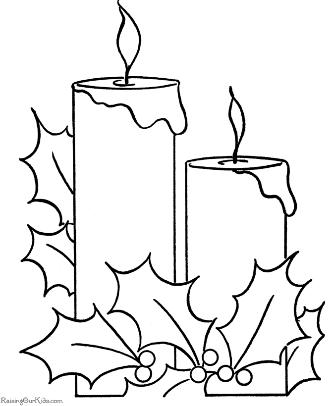 Christmas candles! A free, printable coloring page
