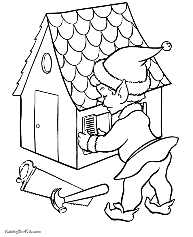 Elf printable Christmas coloring pages!