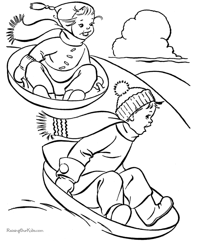 early childhood coloring pages of sledding - photo #35