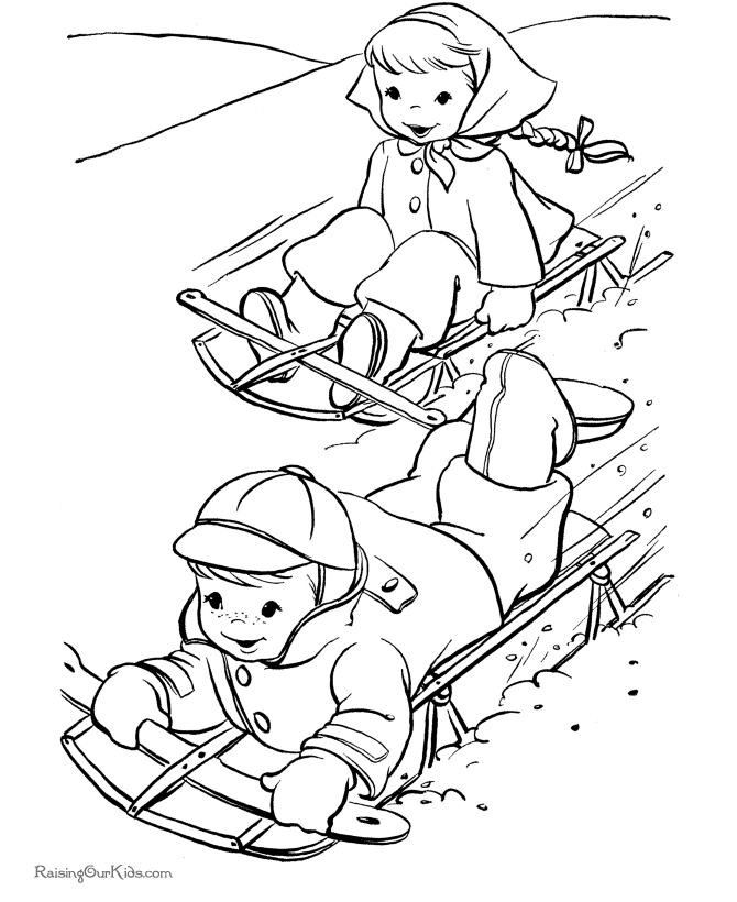 early childhood coloring pages of sledding - photo #7