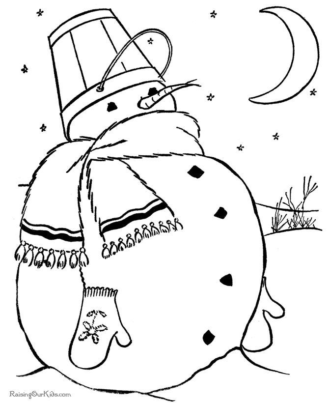 Printable Christmas coloring pages - Snowman!