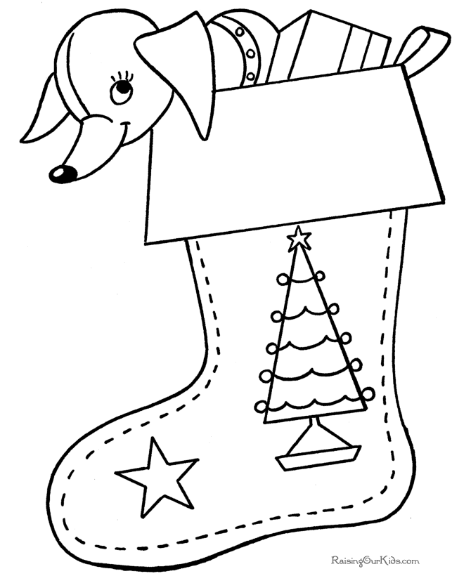 Printable Christmas stocking coloring pages!