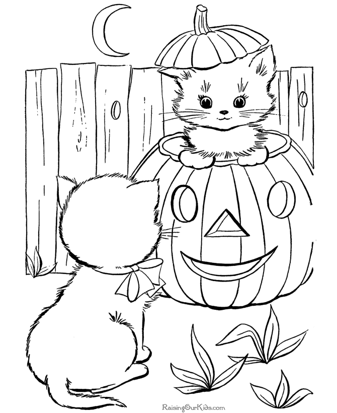 halloween black cat coloring pages for kids - photo #32