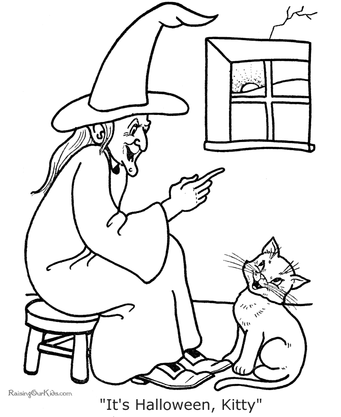halloween black cat coloring pages for kids - photo #45