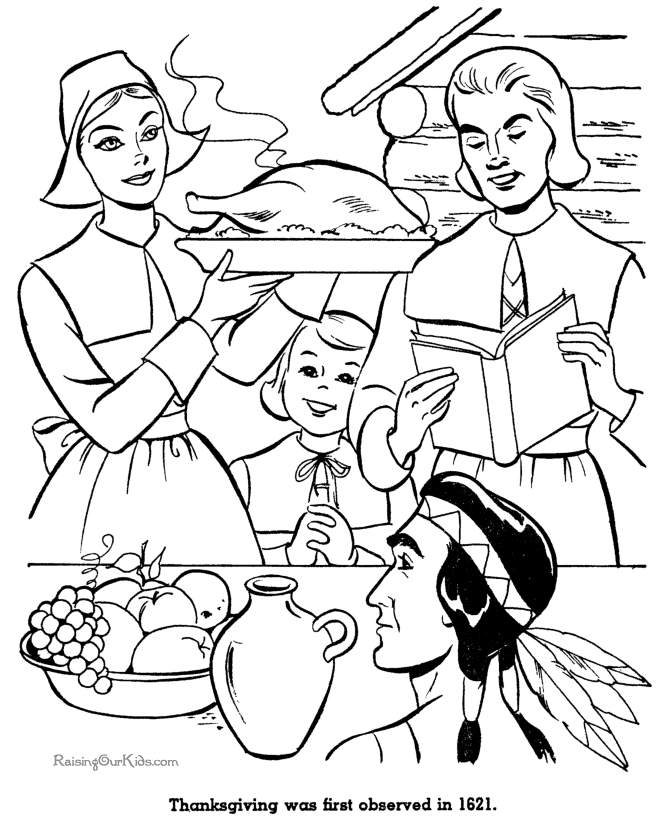 Printable Thanksgiving coloring book pictures
