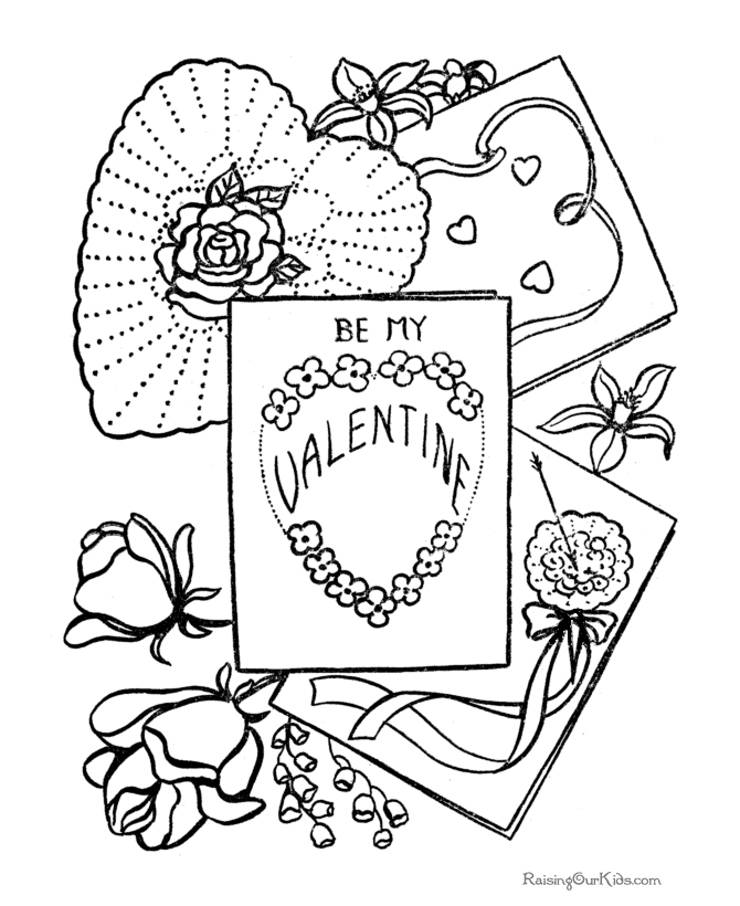 Valentine card coloring pages