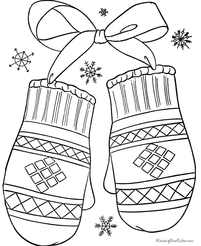 free winter mittens coloring pages - photo #1