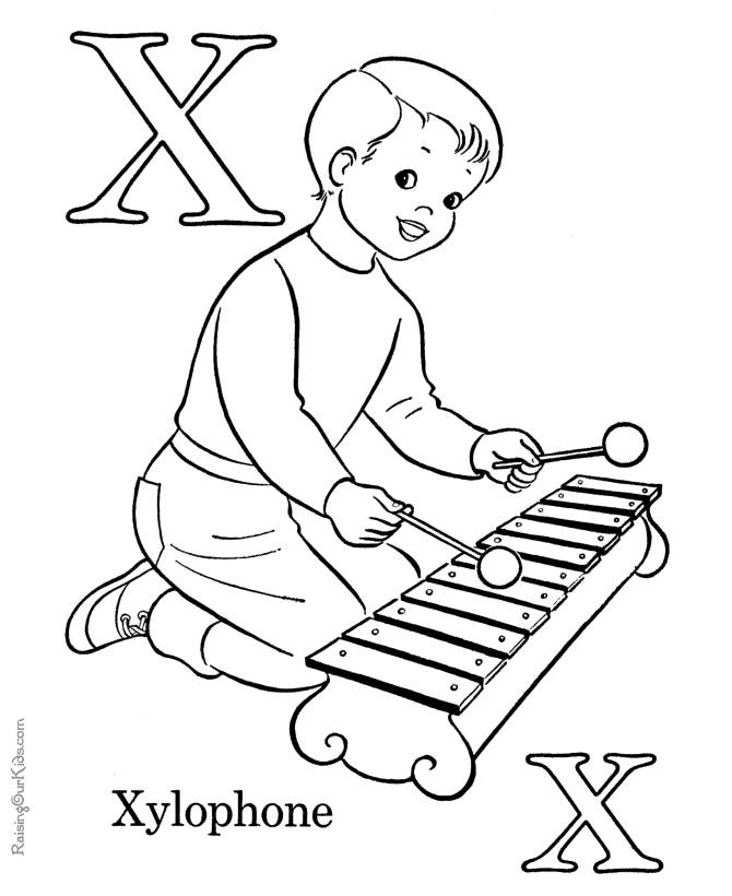 Printable ABC coloring book - Letter X
