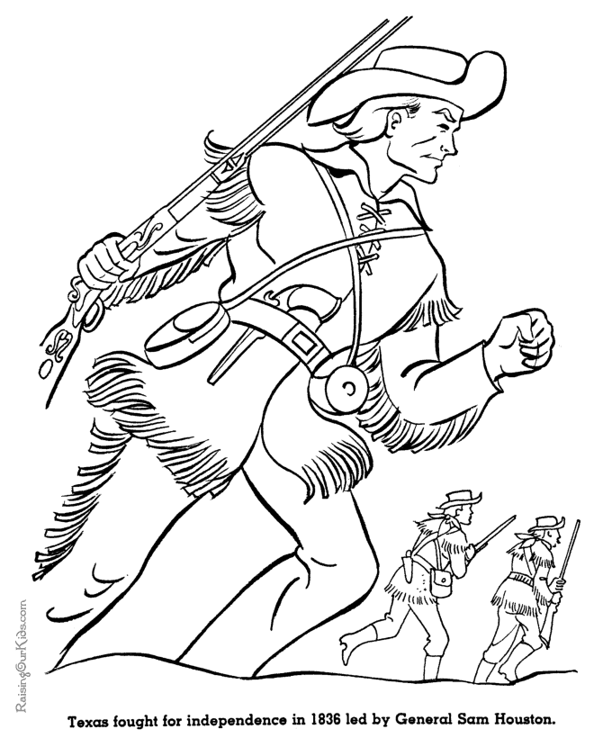 Sam Houston history people for kid coloring pages
