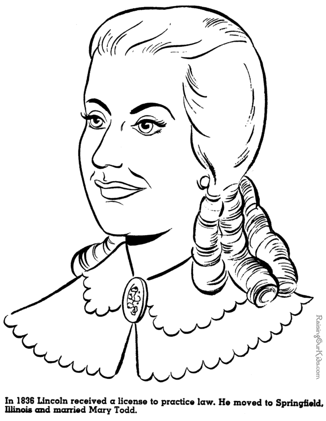 Mary Todd Lincoln coloring page for kid