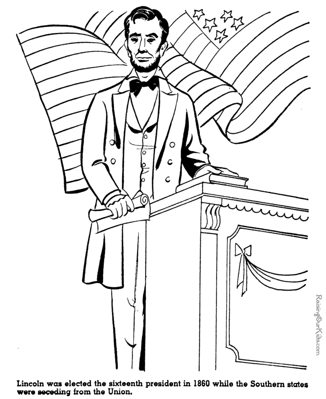 President Abraham Lincoln history for kid coloring pages