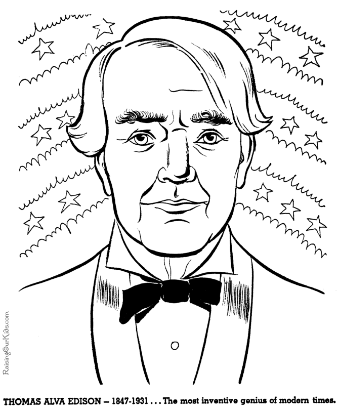 Thomas Edison - History coloring pages for kid