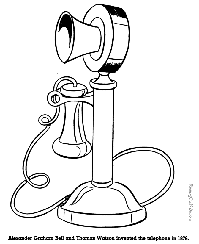 Who invented the telephone? - American History for kids coloring pages