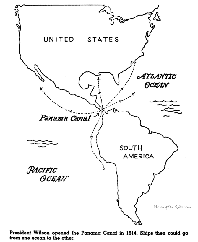 Panama Canal Opened - American history for kid coloring pages