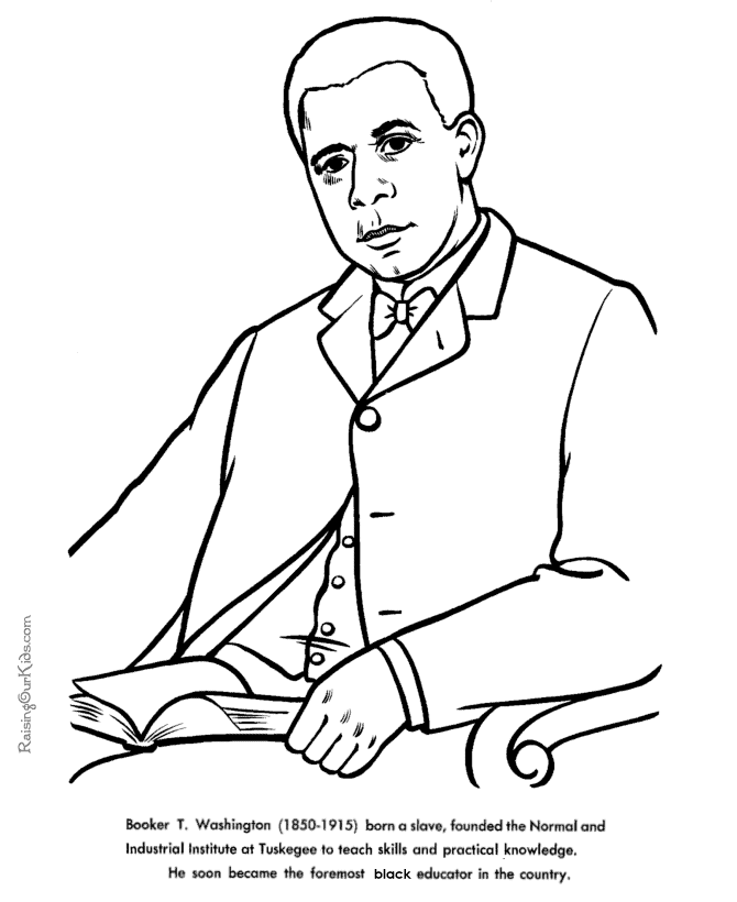 Booker T Washington - American history for kid coloring pages