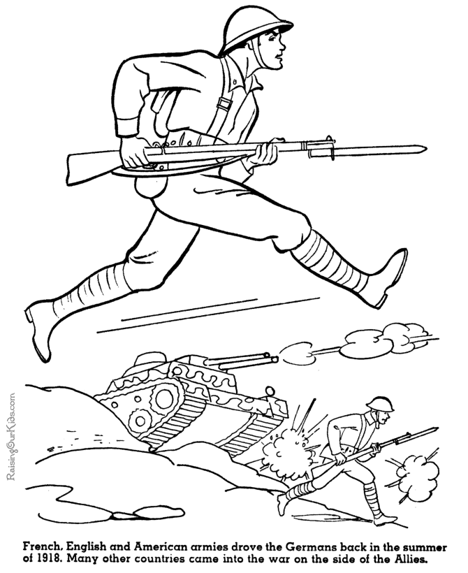 American military history for kid coloring pages
