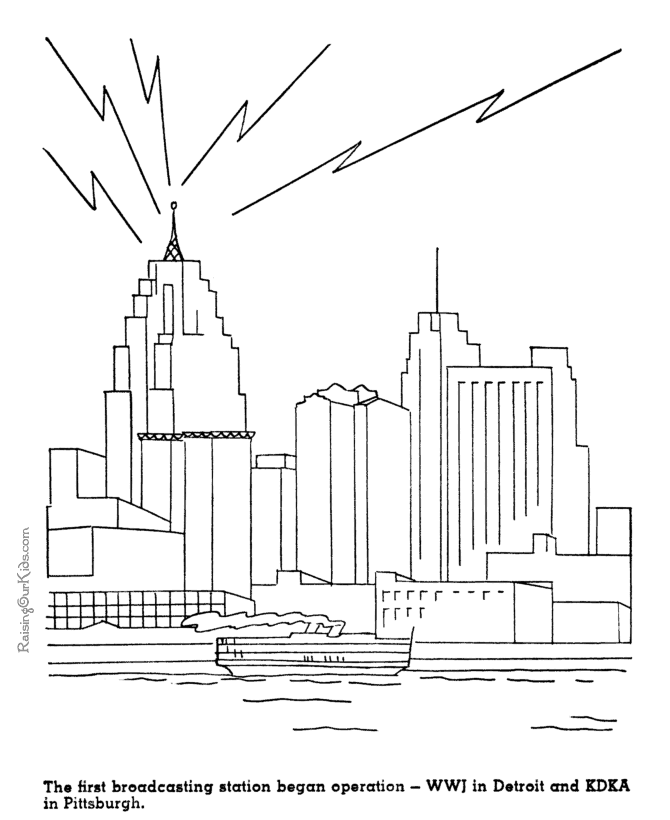 Radio Broadcasting - American history for kid coloring pages