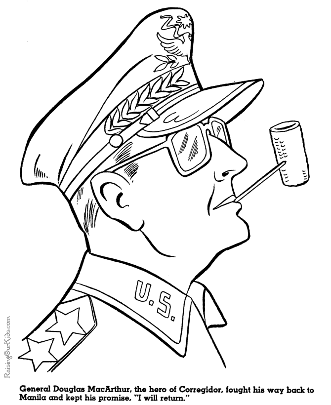General Douglas McArthur military coloring pages for kid