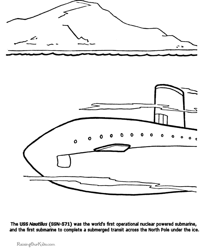 Military history submarine coloring page for kid