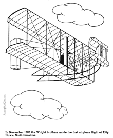 First flight at Kitty Hawk coloring page