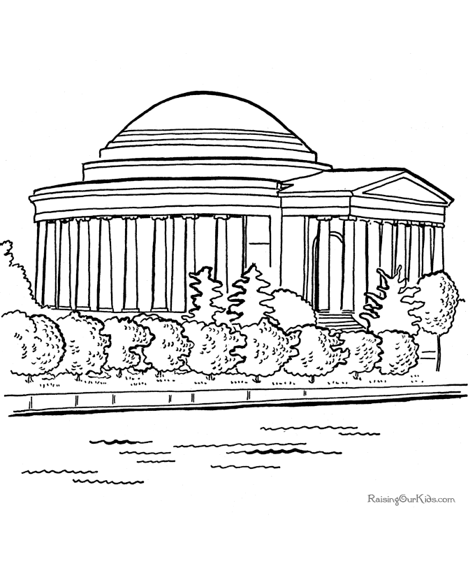 Historic Places - Jefferson Memorial coloring page