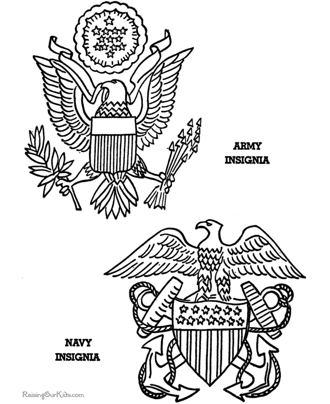 Army and Navy printables to color