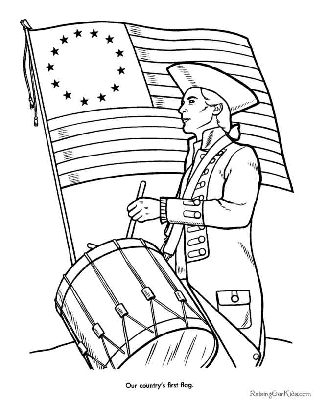 First US Flag - Printable coloring page