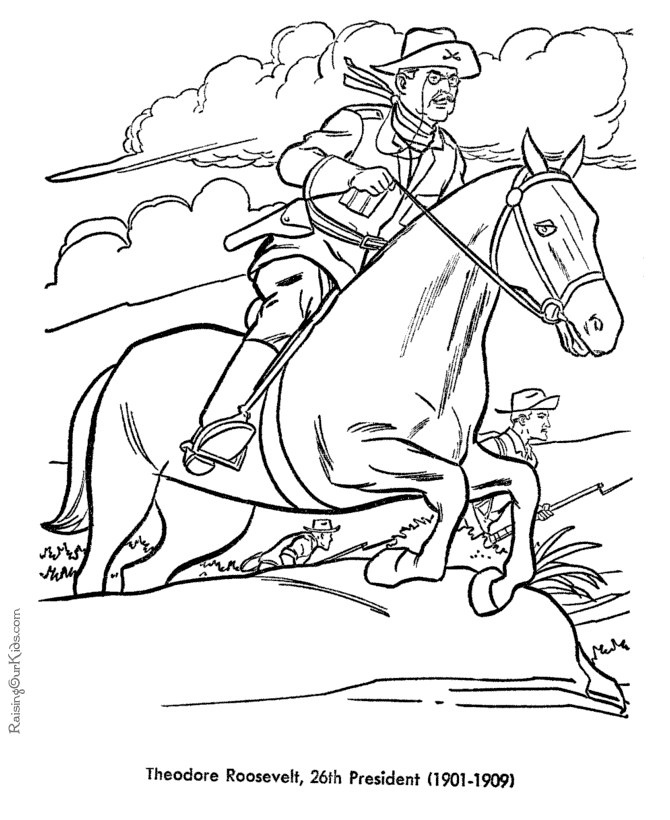 Free printable President Theodore Roosevelt coloring pages