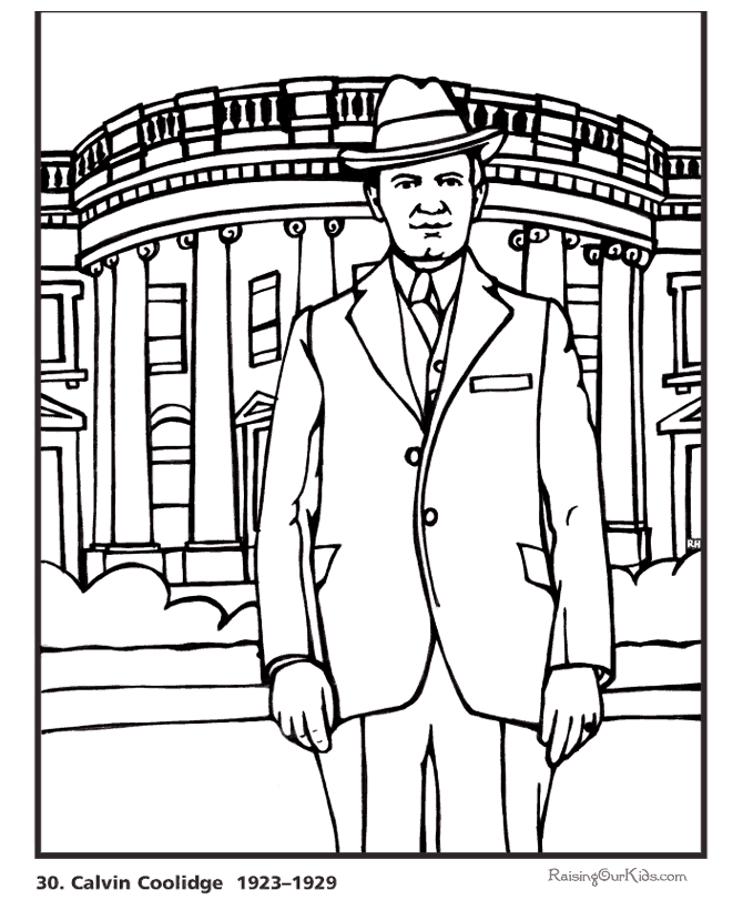 Free printable President Calvin Coolidge biography and coloring picture