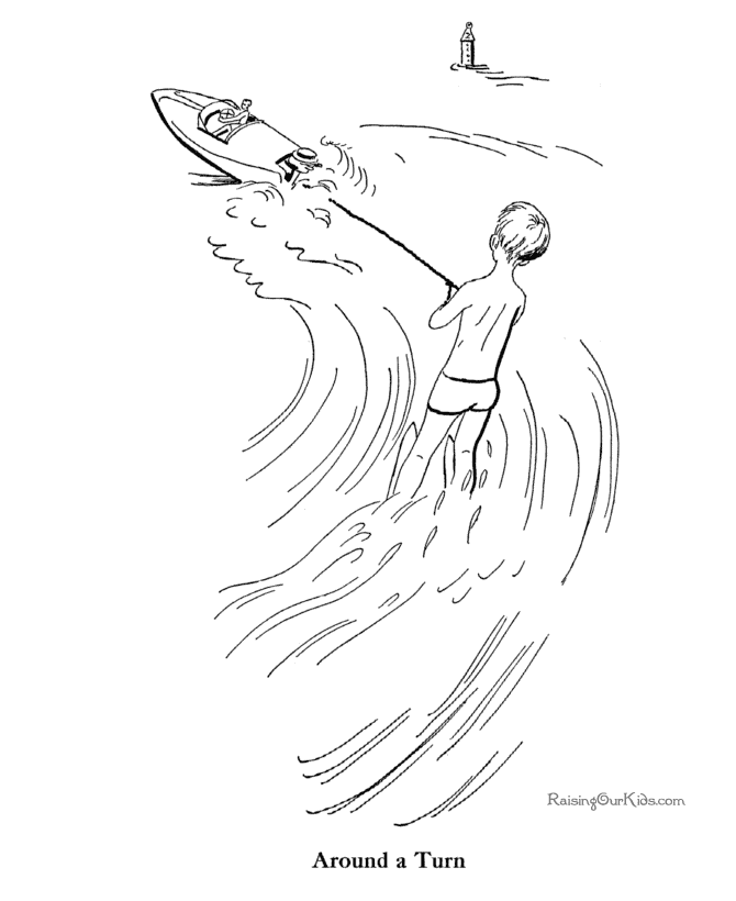 Water skiing coloring page to print
