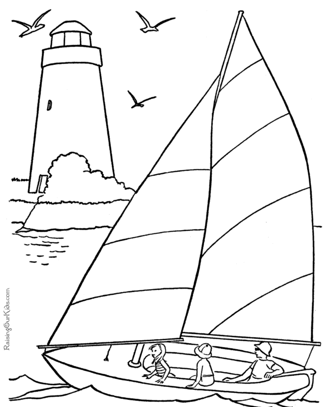 Sail boat coloring book pages