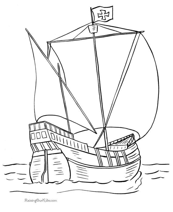 Columbus ship Pinta - Boat coloring page