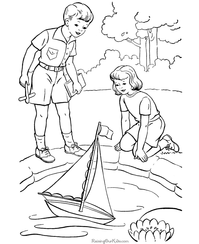 Free printable boat page for kids to color